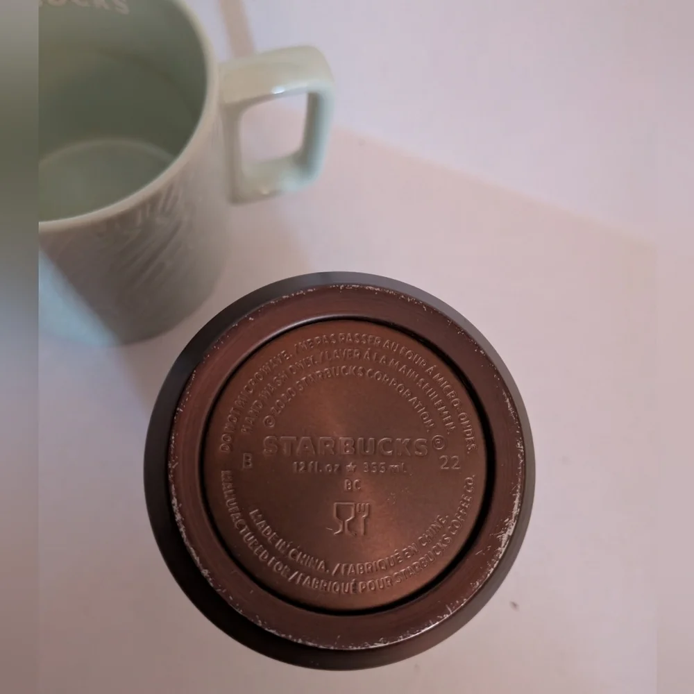 Starbucks Metallic Bronze Copper Stainless steel Tumbler and mint mug